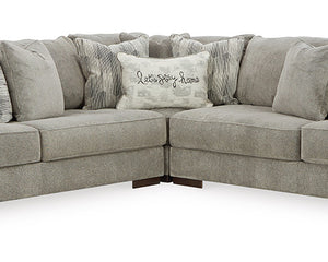 L Shape corner beige sectional on white background