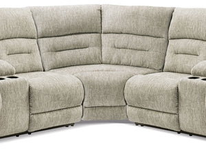 Power Reclining Sectioinal Beige color on White background