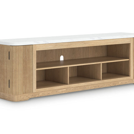 Camdill - XL TV Stand With Fireplace Option - Light Brown