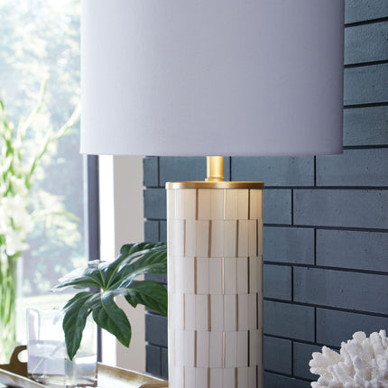 Faridworth - Poly Table Lamp - White / Gold Finish