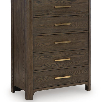 Radkin - Five Drawer Chest - Burnished Brown