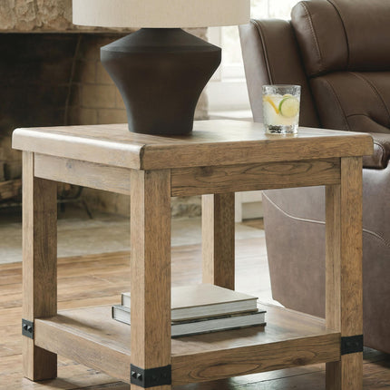 Ridgester - Rectangular End Table - Light Brown