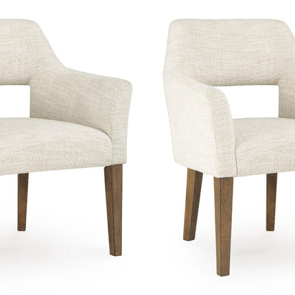 Marxmore - Dining Upholstered Arm Chair (Set of 2) - Beige / Brown