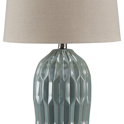 Hadbury - Ceramic Table Lamp (Set of 2) - Pale Blue / Teal
