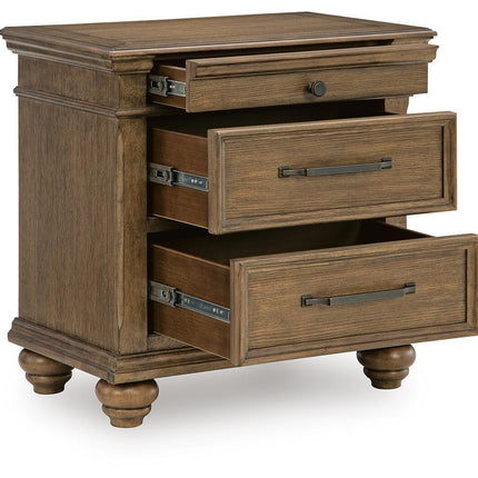 Karallin - Three Drawer Night Stand - Medium Brown