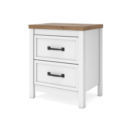 Kerisden - Two Drawer Night Stand - White / Brown