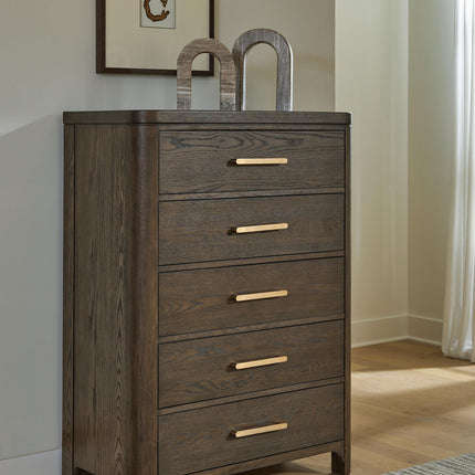 Radkin - Five Drawer Chest - Burnished Brown