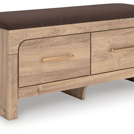 Kinlanni - Bedroom Upholstered Storage Bench - Tan / Brown