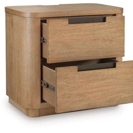 Pamaria - Two Drawer Night Stand - Light Brown