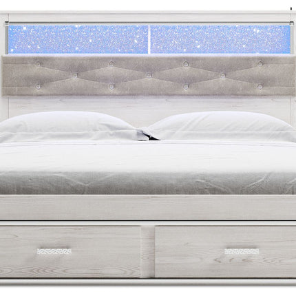 Altyra - King Upholstered Bookcase Bed With Storage - White