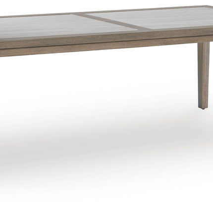 Rainier Ranch - Rectangle Dining Table With Umbrella Option - Brown / Beige