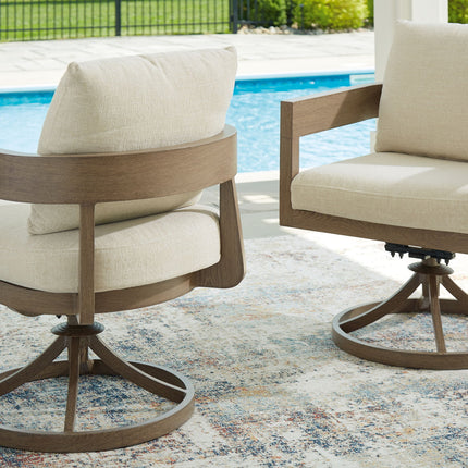 Serene Bay - Swivel Chair With Cushion (Set of 2) - Dark Brown / White