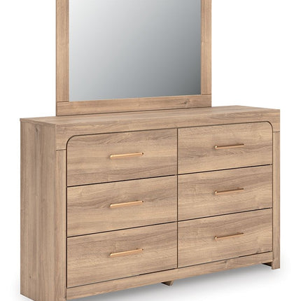 Kinlanni - 4 Pc. - Queen Panel Bed, Dresser, Mirror And Nightstand - Tan