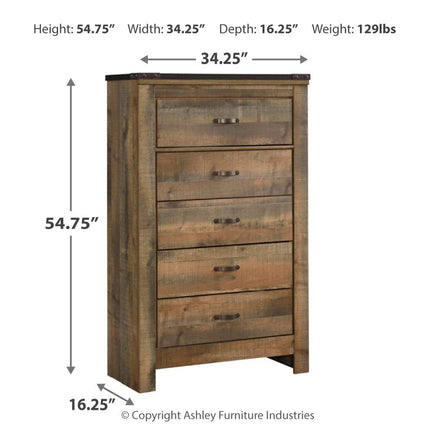 Trinell - Five Drawer Chest - Brown