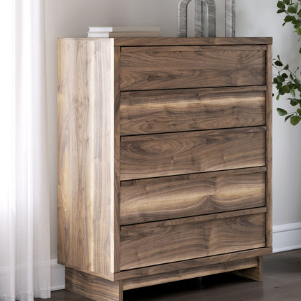 Chirason - Five Drawer Wide Chest - Brown