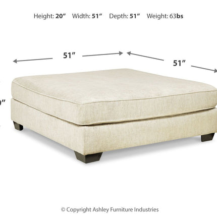 Rawcliffe - Oversized Accent Ottoman - Parchment