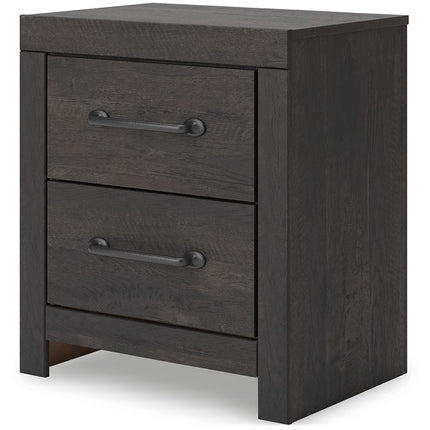 Hollivern - Two Drawer Night Stand - Dark Gray