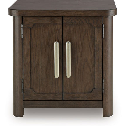 Breckington - Rectangular 2-door End Table - Dark Brown