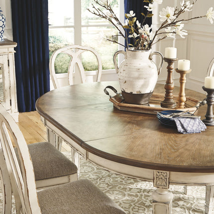Realyn - Oval Dining Room Extension Table - Chipped White