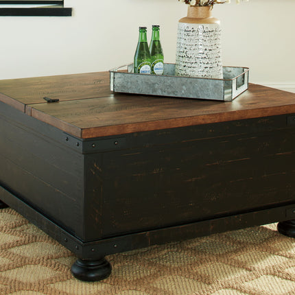 Valebeck - Lift Top Cocktail Table - Black / Brown