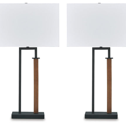 Voslen - Metal Table Lamp (Set of 2) - Black / Brown