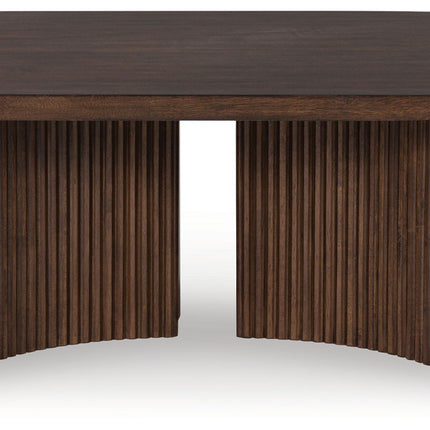 Korestone - Oval Cocktail Table - Dark Brown
