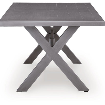 Half Moon Beach - Rectangular Dining Table With Umbrella Option - Gray