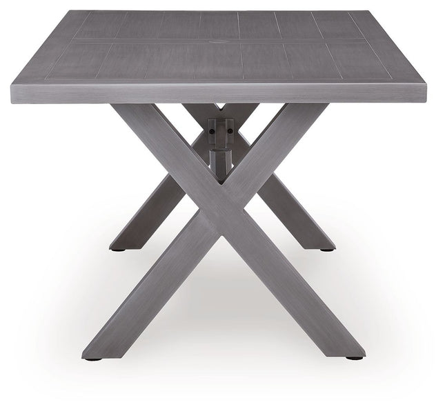Half Moon Beach - Rectangular Dining Table With Umbrella Option - Gray