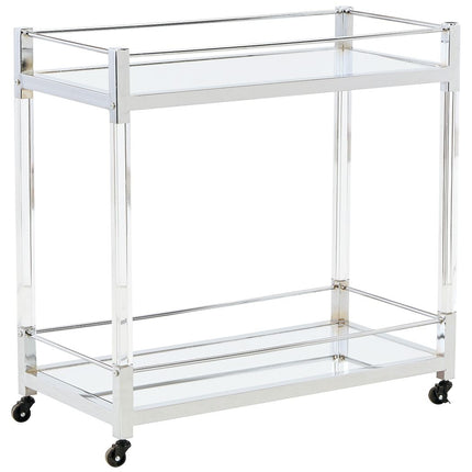 Chaseton - Bar Cart - Clear / Silver Finish