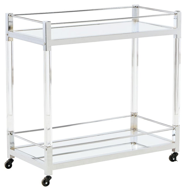 Chaseton - Bar Cart - Clear / Silver Finish