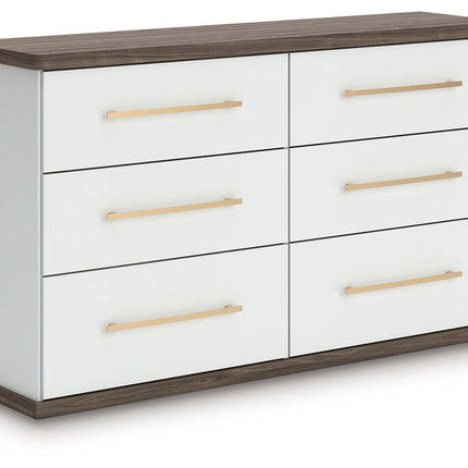 Kendanport - 3 Pc. - Dresser And 2 Nightstands - Brown / White
