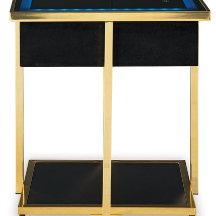 Rexwell - Accent Table With Speaker - Black / Gold Finish