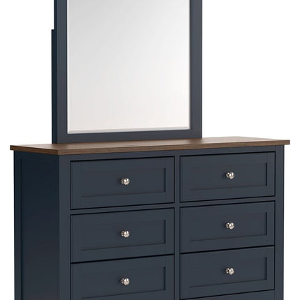 Landocken - Dresser and Mirror - Brown / Blue