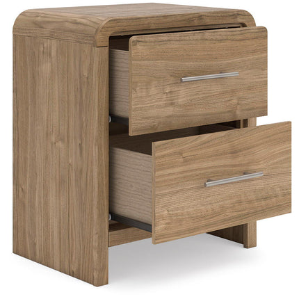 Gramburg - Two Drawer Night Stand - Warm Natural Brown