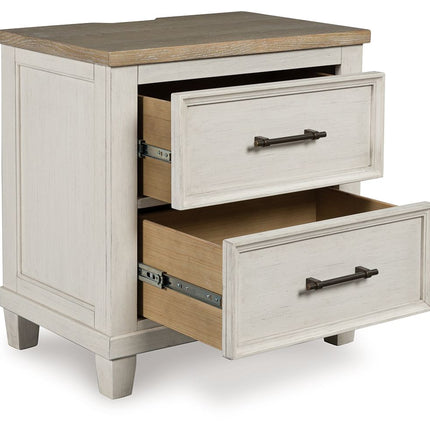 Shaybrock - Two Drawer Night Stand - Antique White / Brown