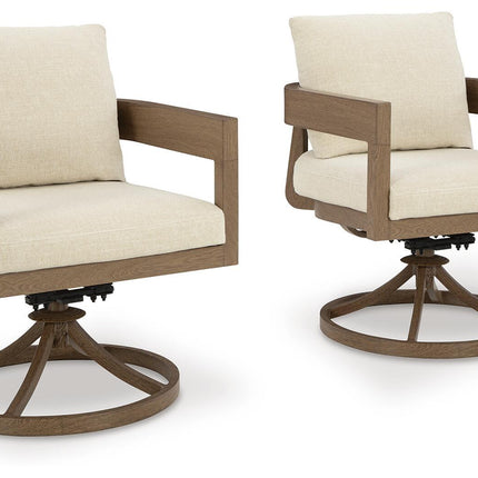 Serene Bay - Swivel Chair With Cushion (Set of 2) - Dark Brown / White