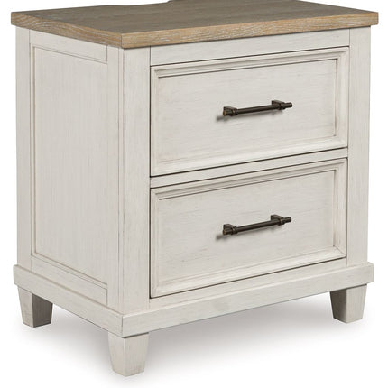 Shaybrock - Two Drawer Night Stand - Antique White / Brown