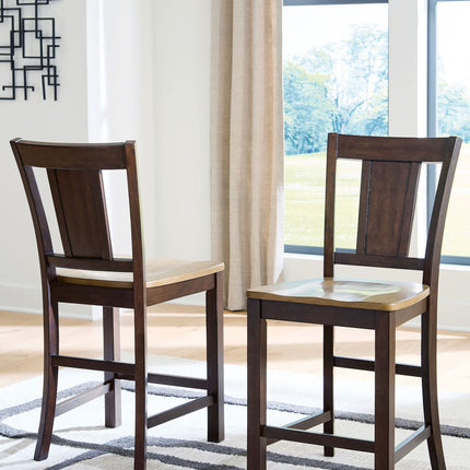 Rylandeen - Barstool (Set of 2) - Light Brown / Dark Brown
