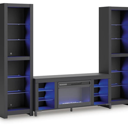 Cayberry - 3-Piece Entertainment Center With Electric Fireplace - Black