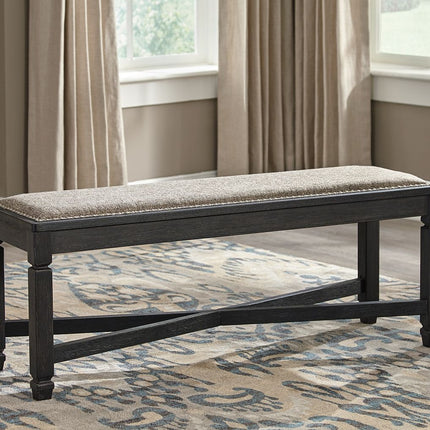 Tyler Creek - Upholstered Bench - Black / Grayish Brown