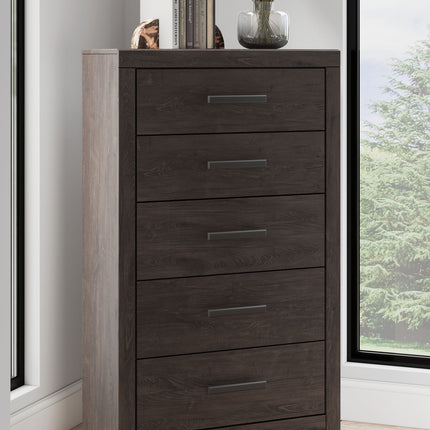 Prendonea - Five Drawer Chest - Charcoal