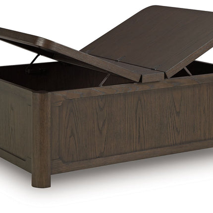 Breckington - Cocktail Table With Storage - Dark Brown