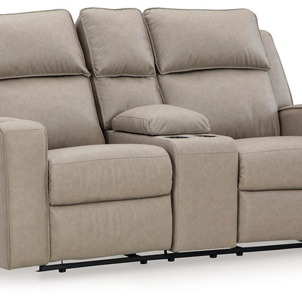 Lavenhorne - Dbl Rec Loveseat W/Console - Pebble
