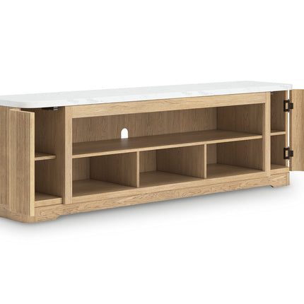 Camdill - XL TV Stand With Fireplace Option - Light Brown