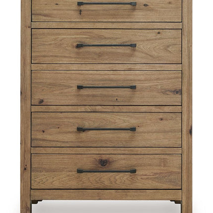 Ridgester - Five Drawer Chest - Light Brown