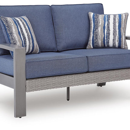 Half Moon Beach - Loveseat With Cushion - Blue / Gray