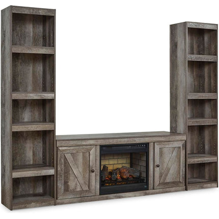 Wynnlow - 3-Piece Entertainment Center With Electric Fireplace - Gray