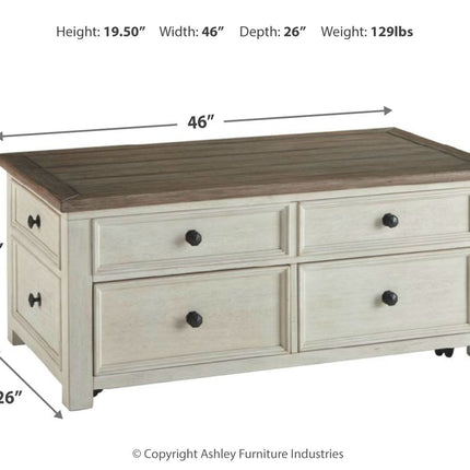 Bolanburg - Lift Top Cocktail Table - White / Brown / Beige