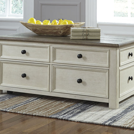 Bolanburg - Lift Top Cocktail Table - White / Brown / Beige