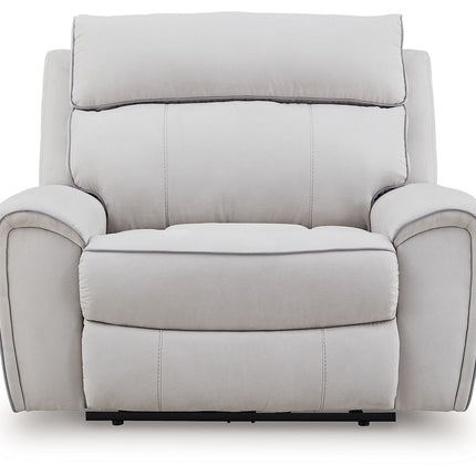 Social Pointe - Power Recliner / Adjustable Headrest - Pearl / Ash